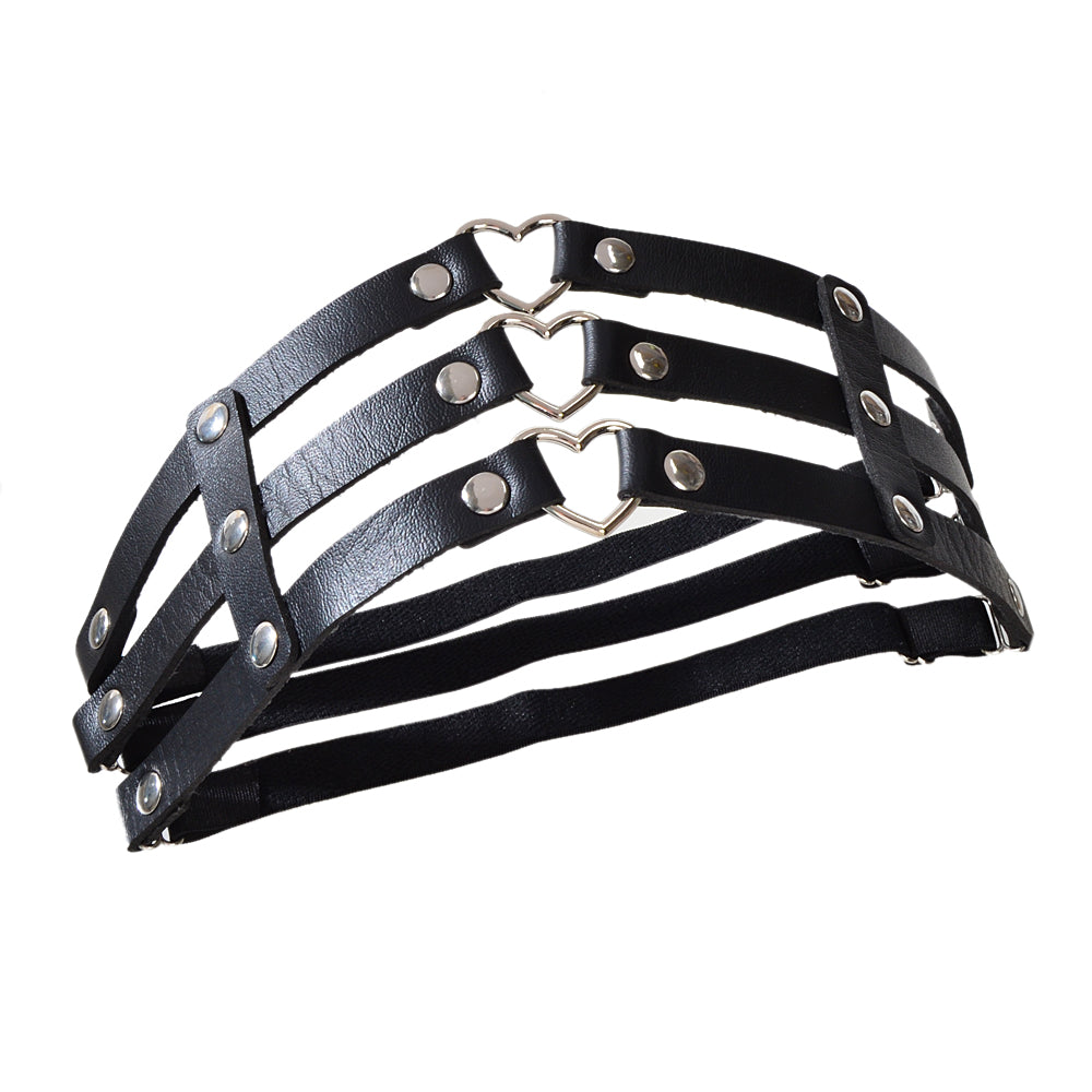 Punk Gothic Black Pu Leather Elastic Leg Chain Cosplay Party Body