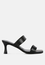 Black Mid Heel Sandals