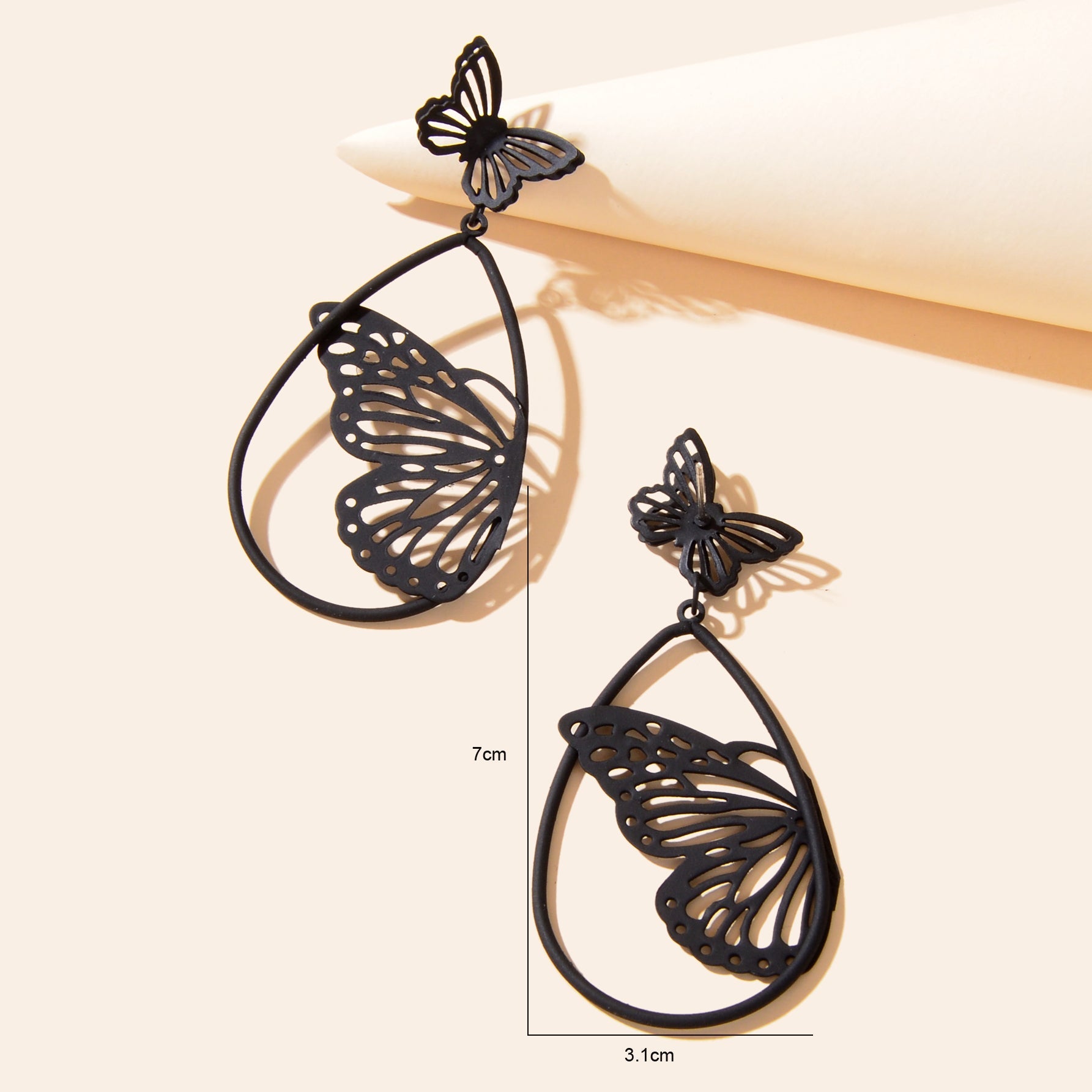 New Retro Black Hollow Butterfly Water Drop Earrings Party Decoration