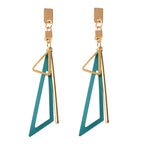 Gold Metal Geometric Triangle Dangle Stud Earring Women Textured