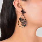 New Retro Black Hollow Butterfly Water Drop Earrings Party Decoration