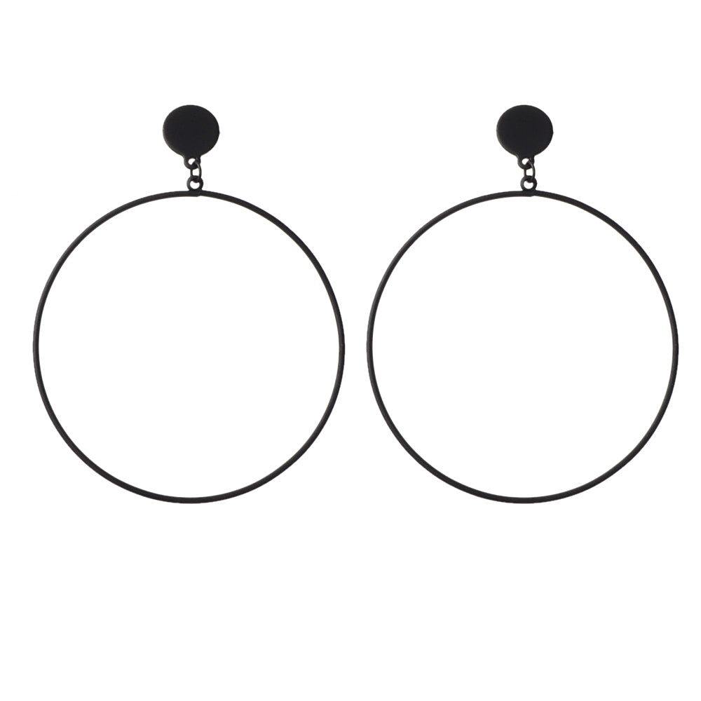 Punk Jewellery Black Minimalist Big Circle Drop Dangle Earrings