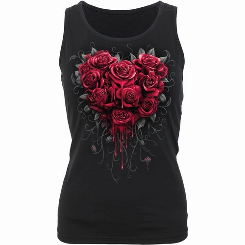 BLEEDING HEART - Razor Back Tank Top Black