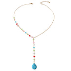 Boho Chic Handmade Colorful Beads Turquoise Water Drop Pendant