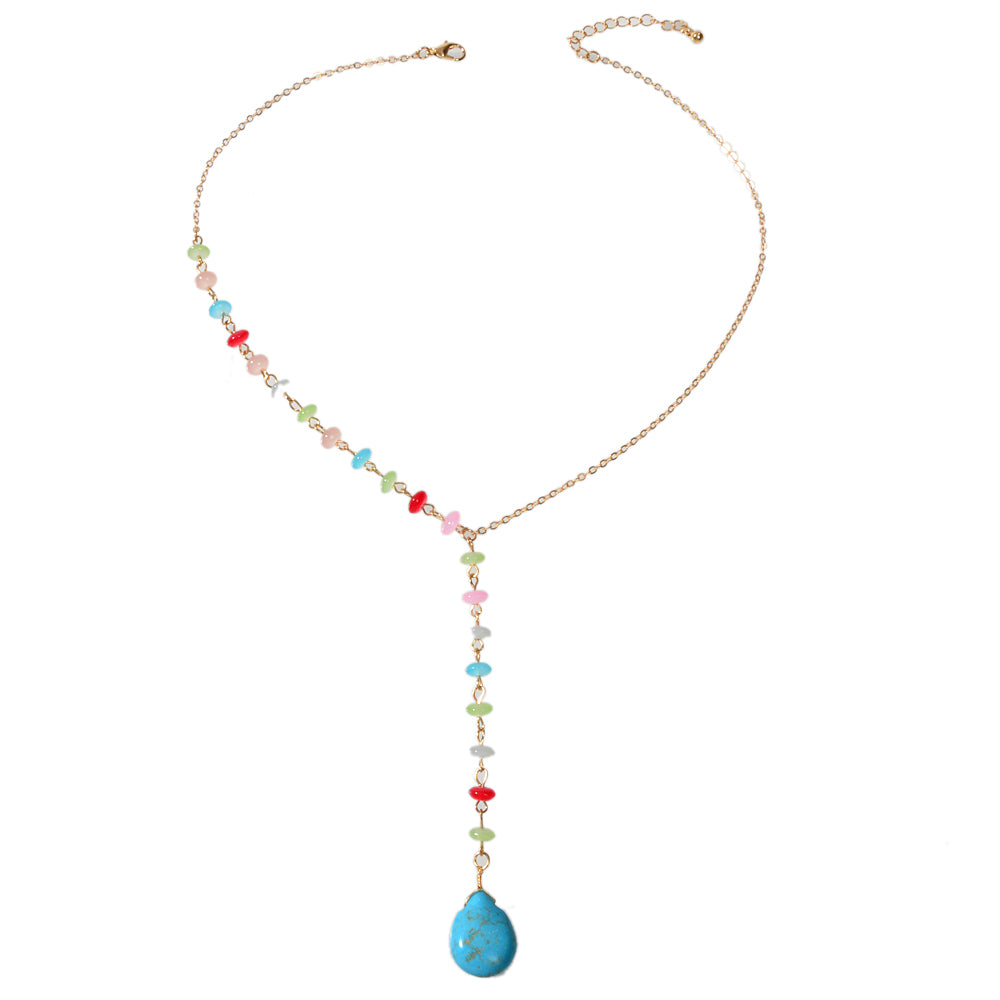 Boho Chic Handmade Colorful Beads Turquoise Water Drop Pendant