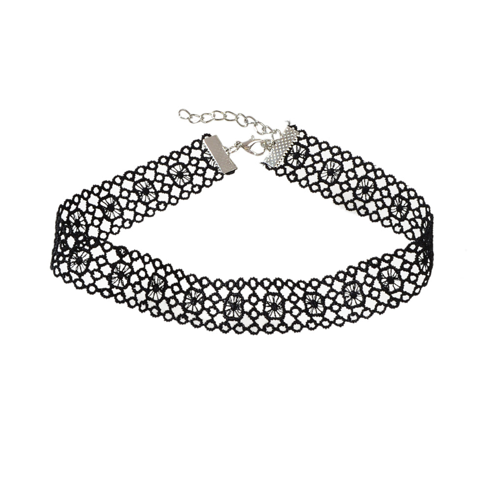 Black Hollow Out Lace Pattern Gothic 90s Tattoo Choker Punk Halloween