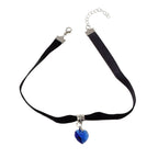 Gothic Style Black Velvet Choker Heart Charm Necklace Punk Halloween
