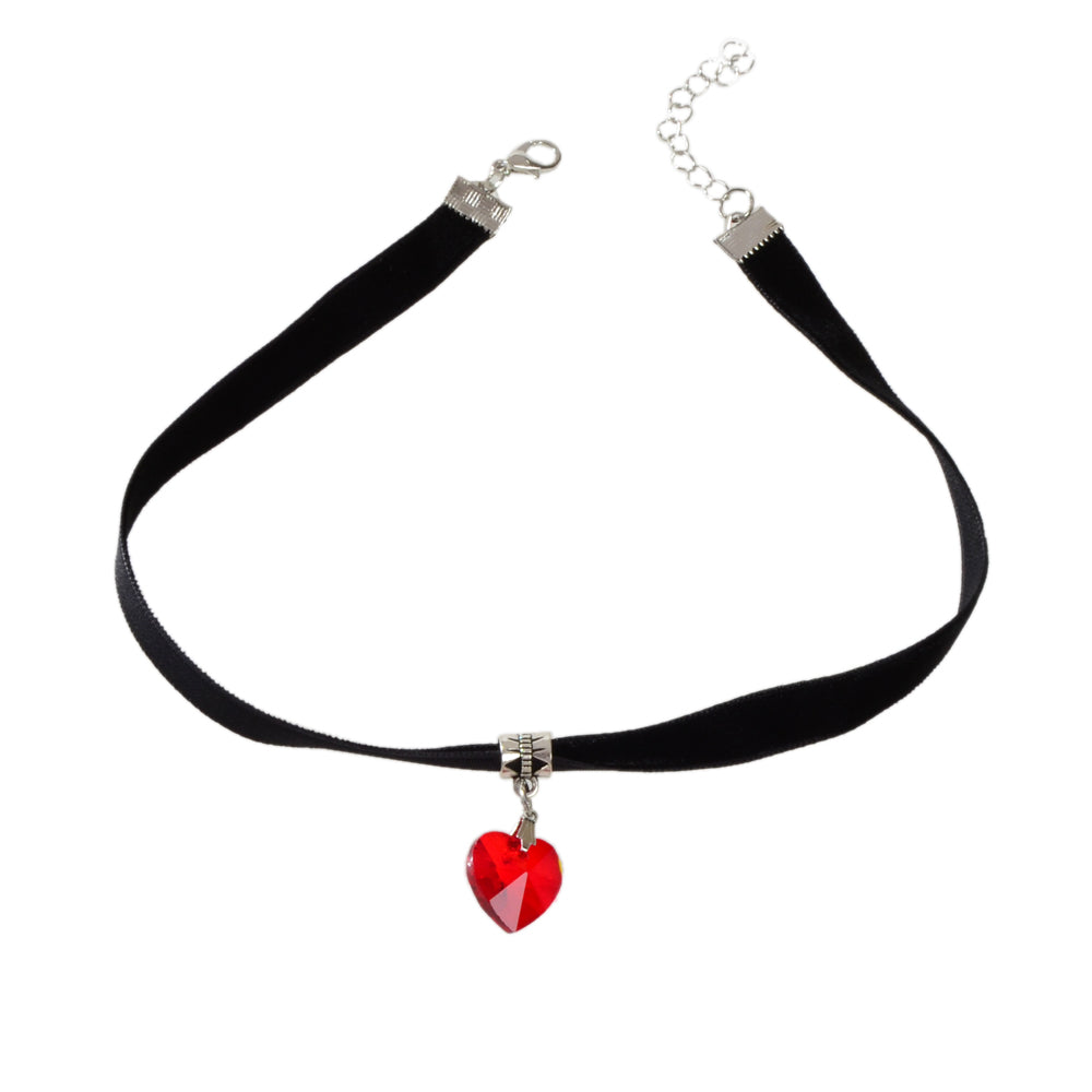 Gothic Style Black Velvet Choker Heart Charm Necklace Punk Halloween
