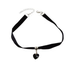 Gothic Style Black Velvet Choker Heart Charm Necklace Punk Halloween