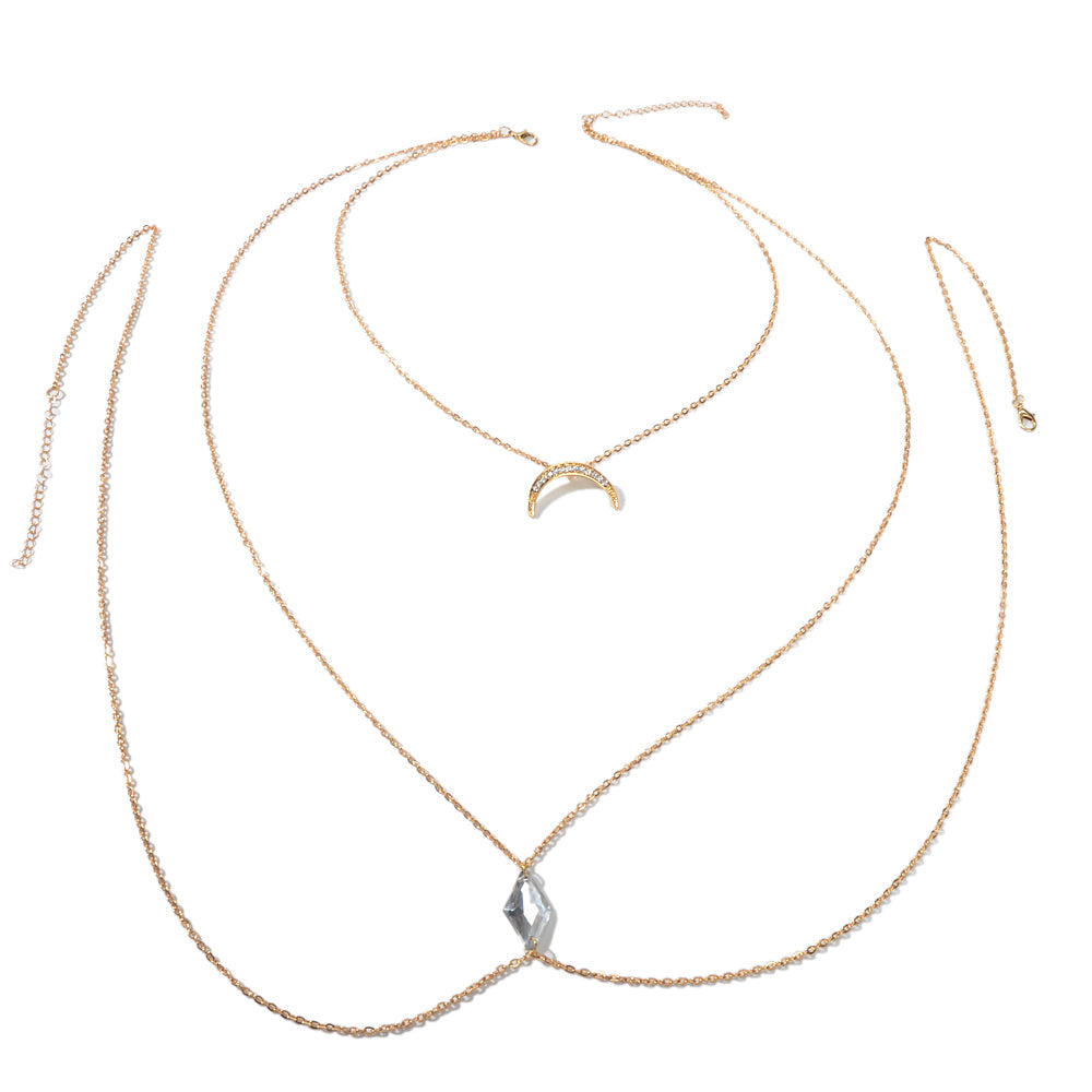 Glamorous Sexy Beach Body Chain Moon Chest Harness Belly Waist