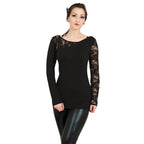 GOTHIC ELEGANCE - Lace One Shoulder Top Black