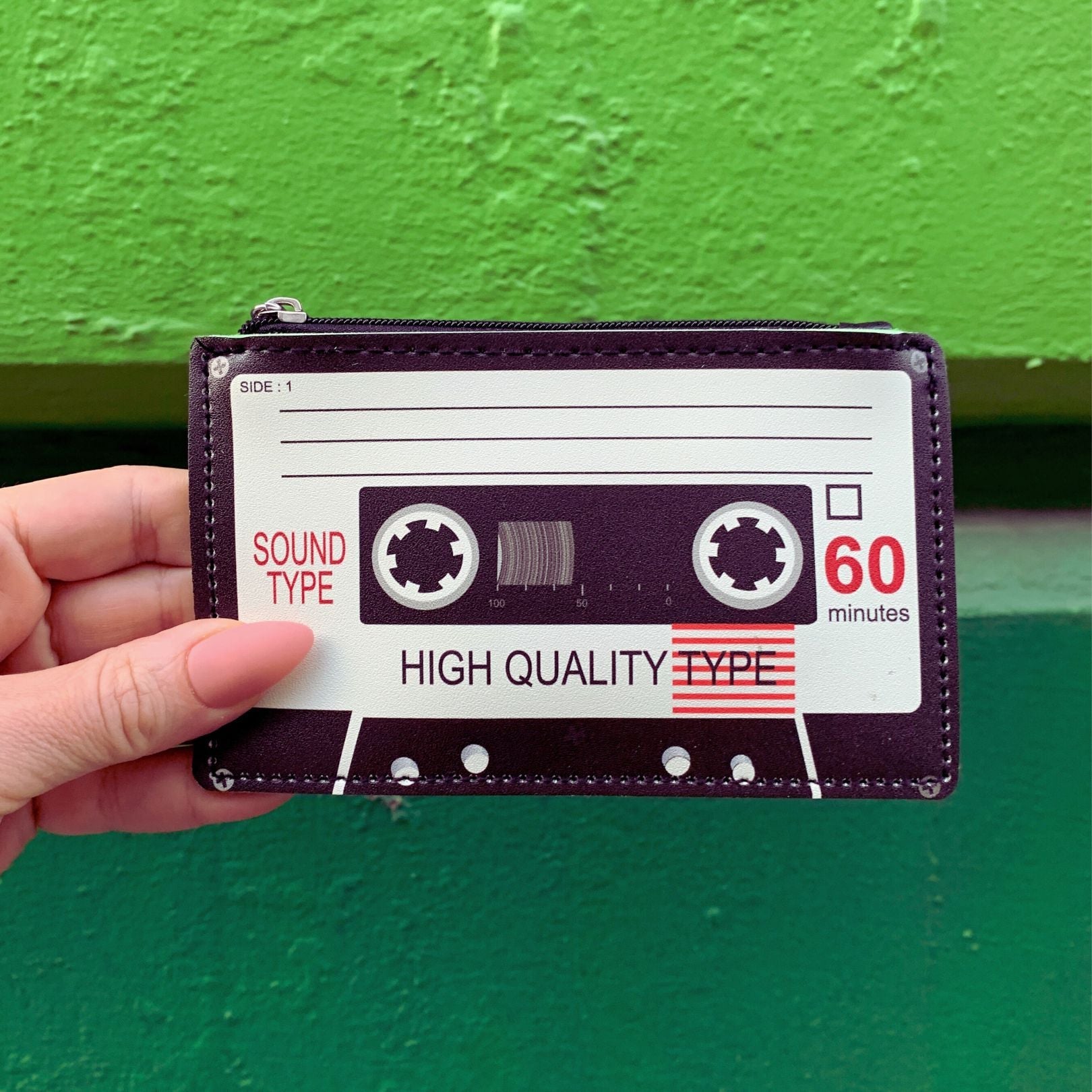 Retro Cassette Graphic Black White Cute Cool Small/Mini Zip