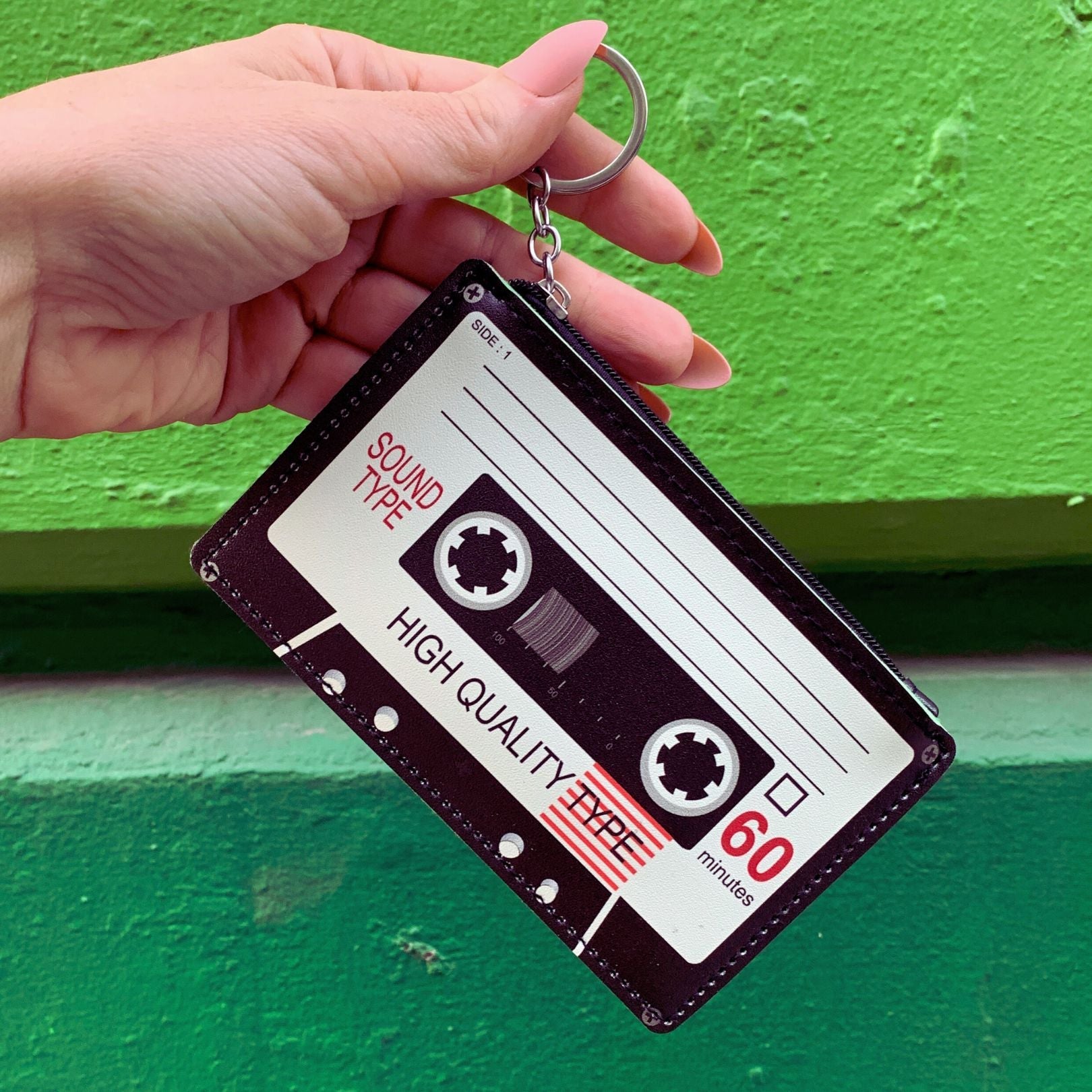 Retro Cassette Graphic Black White Cute Cool Small/Mini Zip