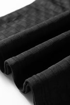 Checker Textured Patchwork Long Sleeve Top