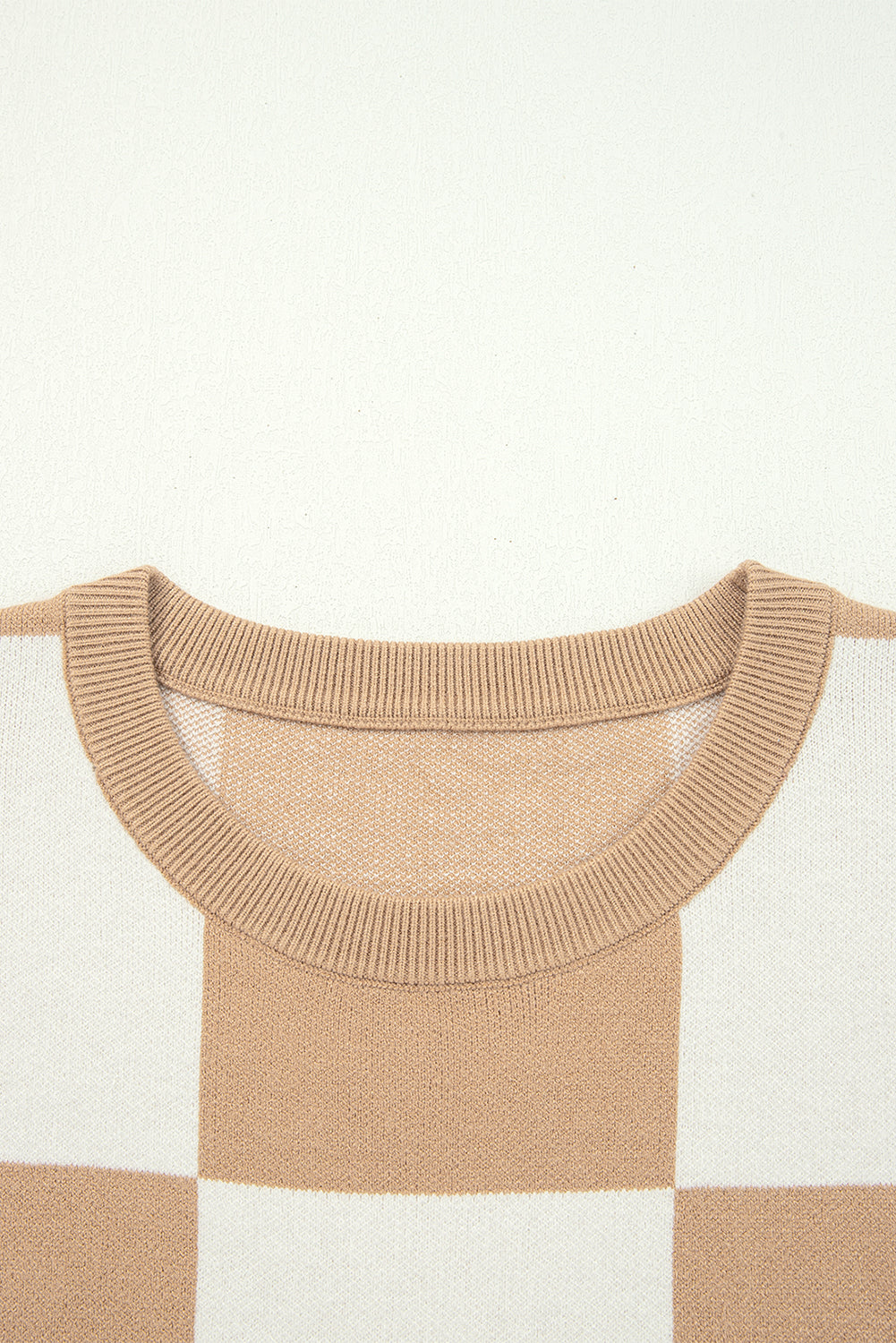 Checker Short Sleeve Drop Shoulder Sweater