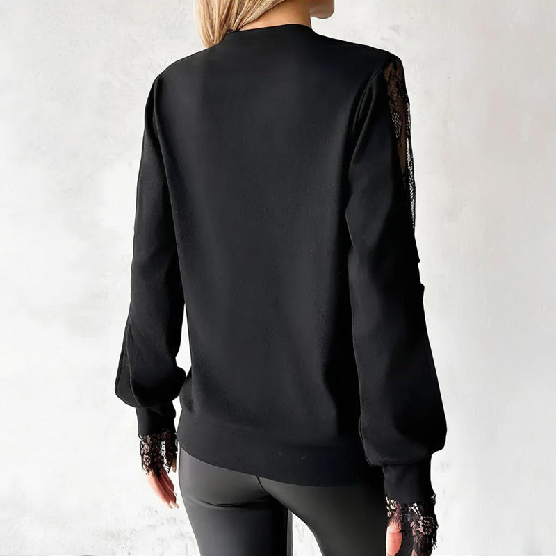Ebonlace | Hollow-out lace long sleeve top