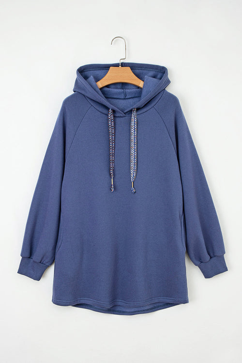 Solid Fleece Lined Drawstring Hoodie