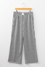 Stripe Pocketed Elastic High Waist Pants