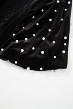 Velvet Pearl Beaded Puff Sleeve Top