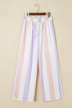Stripe Drawstring Waist Side Pocket Pants