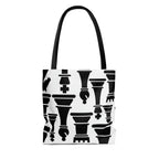 Large Tote Bag - Black and White Chess Print