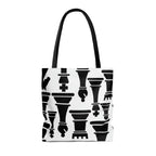 Large Tote Bag - Black and White Chess Print