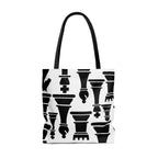 Large Tote Bag - Black and White Chess Print
