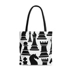 Large Tote Bag - Black and White Chess Print
