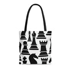 Large Tote Bag - Black and White Chess Print