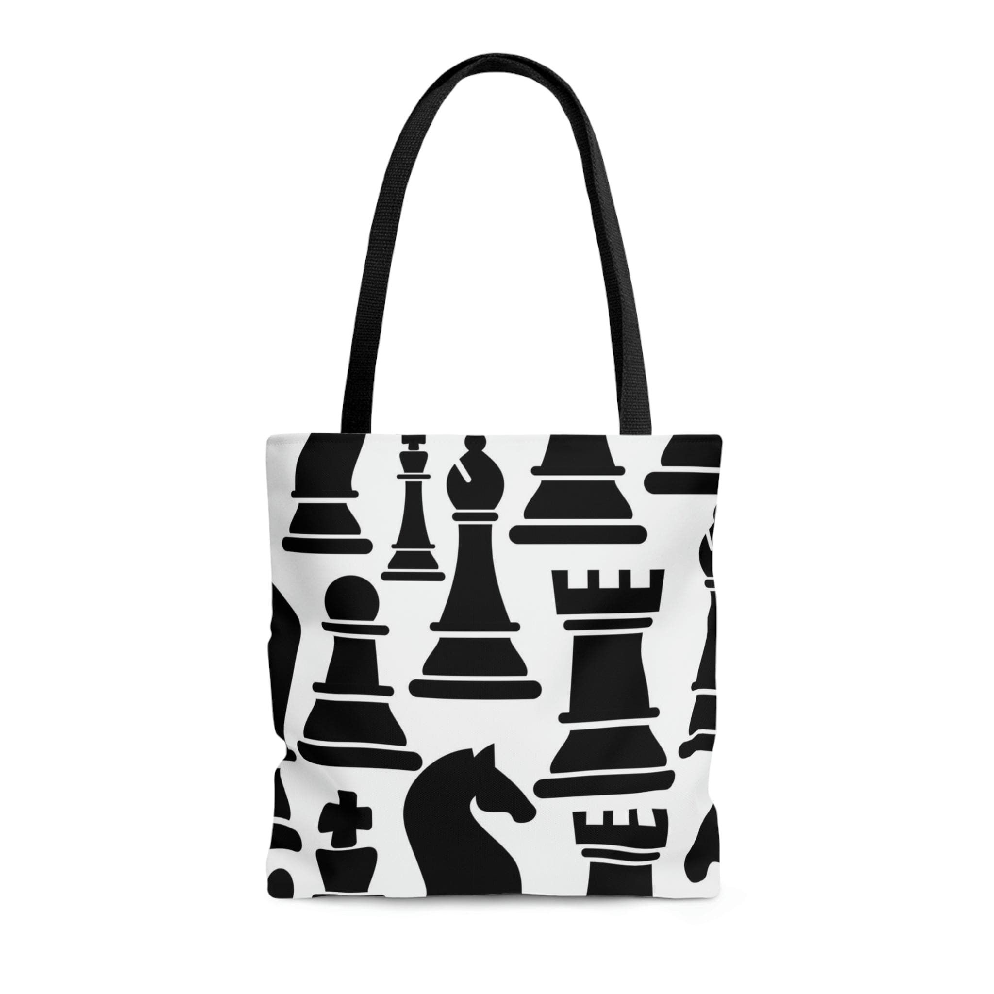 Large Tote Bag - Black and White Chess Print