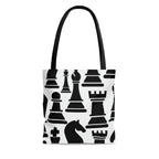 Large Tote Bag - Black and White Chess Print