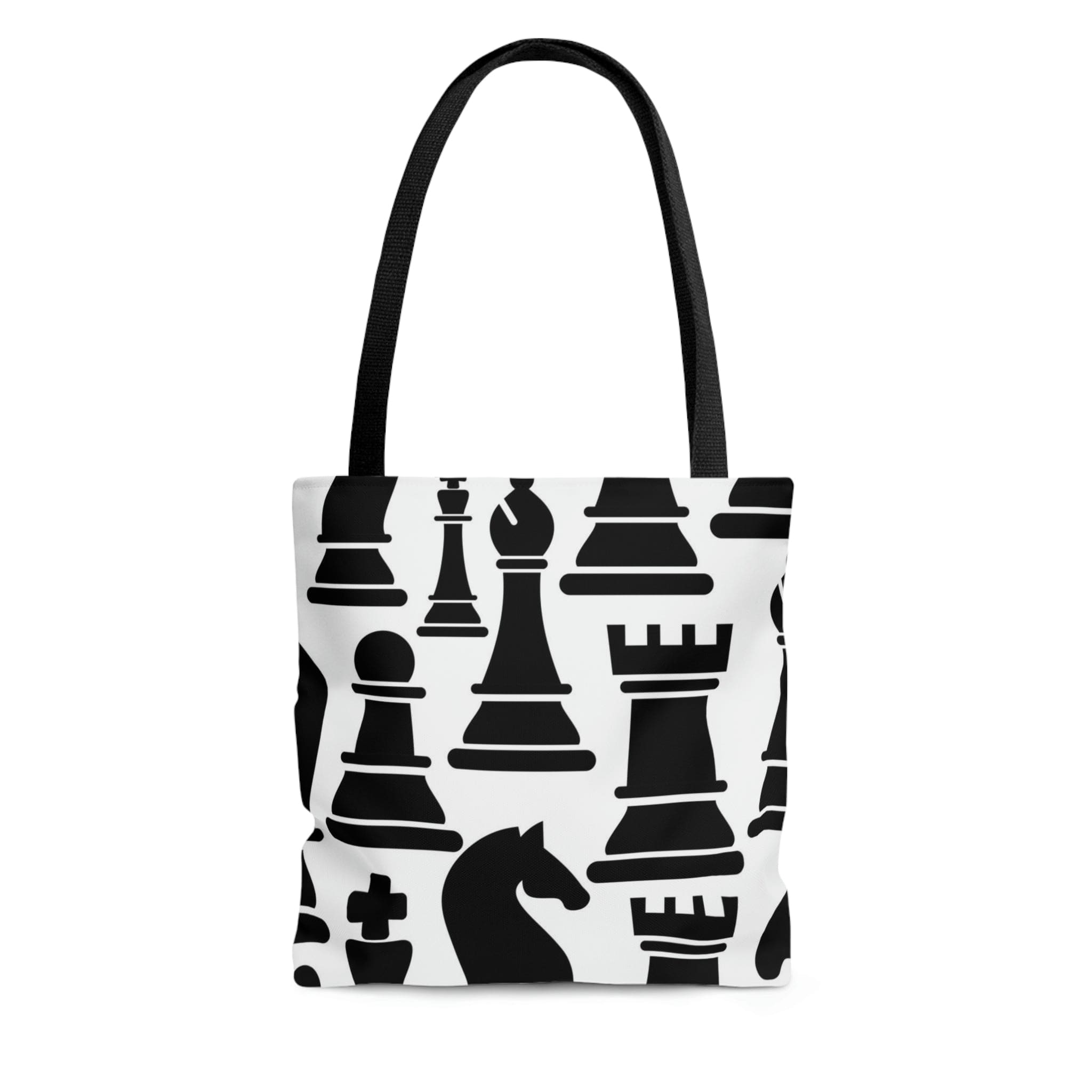 Large Tote Bag - Black and White Chess Print