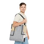 Large Tote Bag Black Grey Abstract Pattern