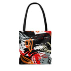 Large Tote Bag - Black Red Gray Abstract Style Shoulder Bag
