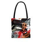 Large Tote Bag - Black Red Gray Abstract Style Shoulder Bag