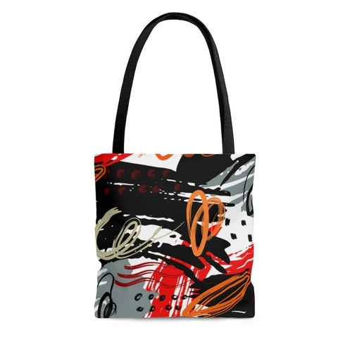 Large Tote Bag - Black Red Gray Abstract Style Shoulder Bag