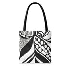 Large Tote Bag Floral Black Line Art Print 60110