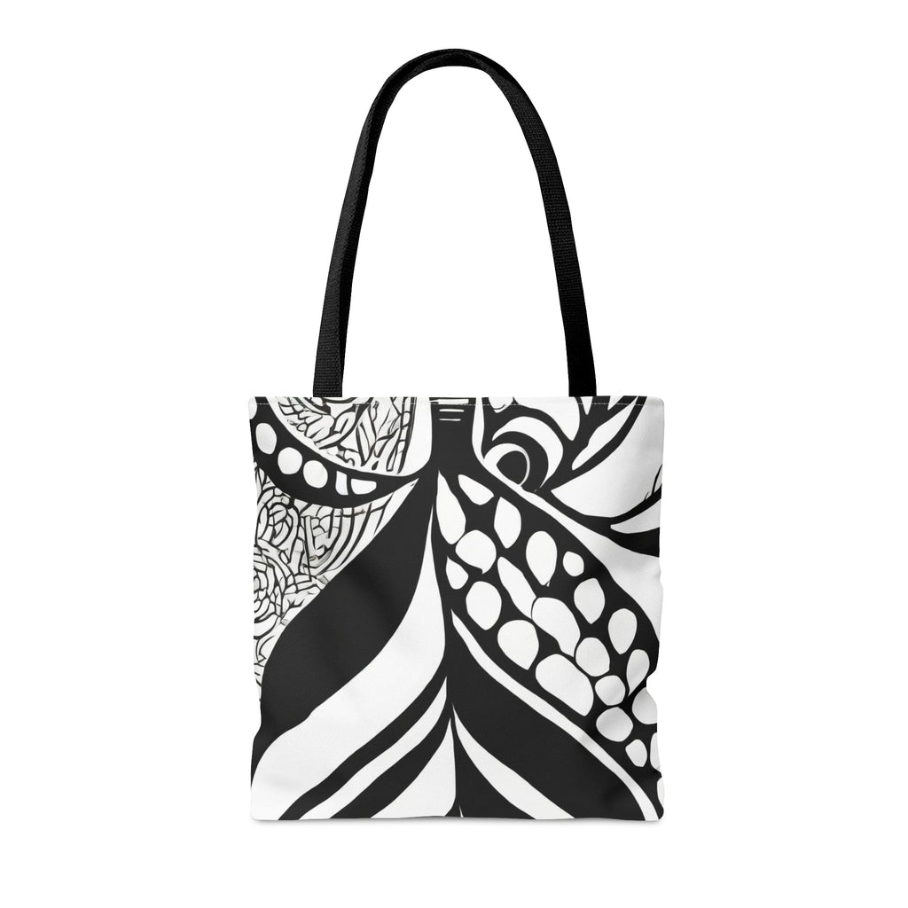 Large Tote Bag Floral Black Line Art Print 60110