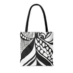 Large Tote Bag Floral Black Line Art Print 60110