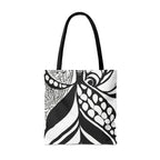 Large Tote Bag Floral Black Line Art Print 60110