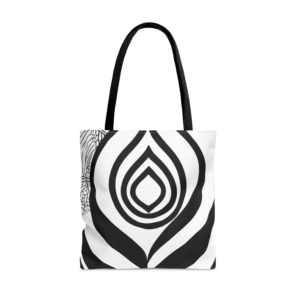 Large Tote Bag Floral Black Line Art Print 60110