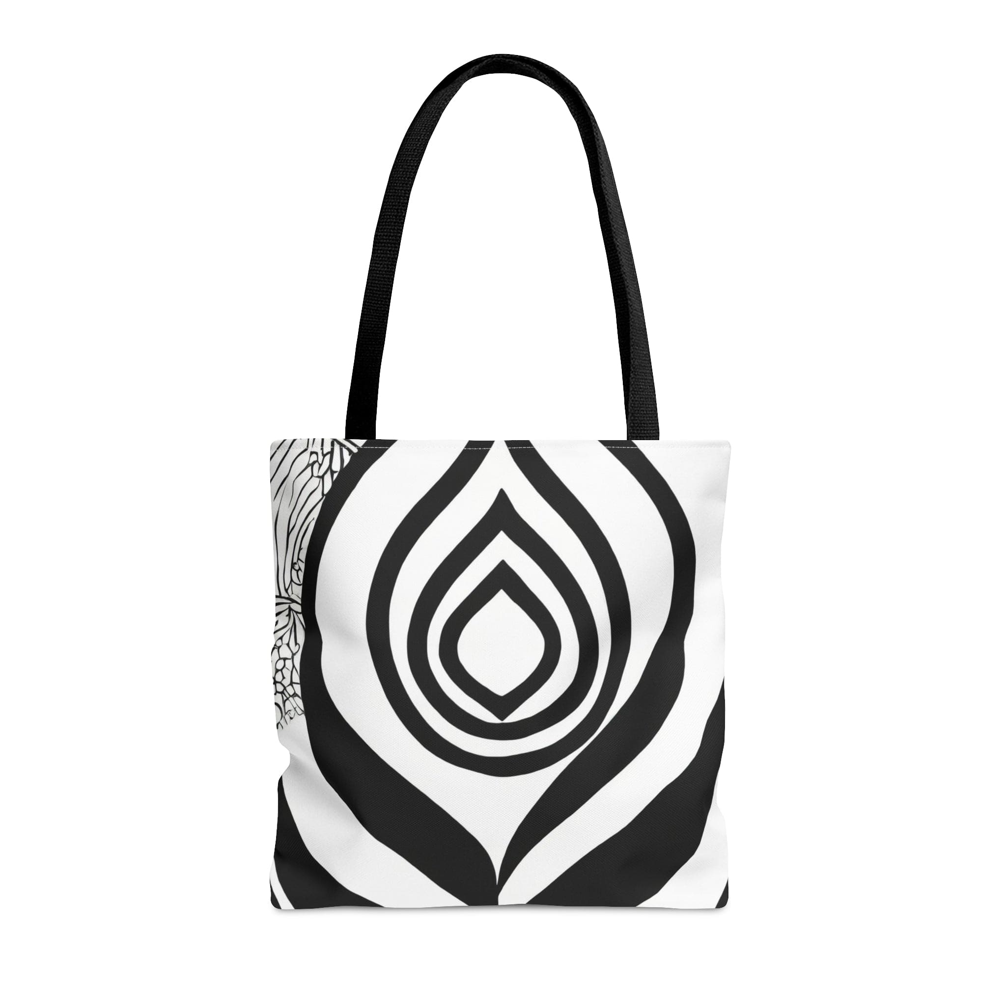 Large Tote Bag Floral Black Line Art Print 60110