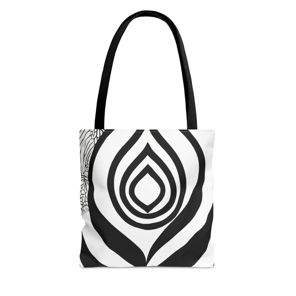 Large Tote Bag Floral Black Line Art Print 60110