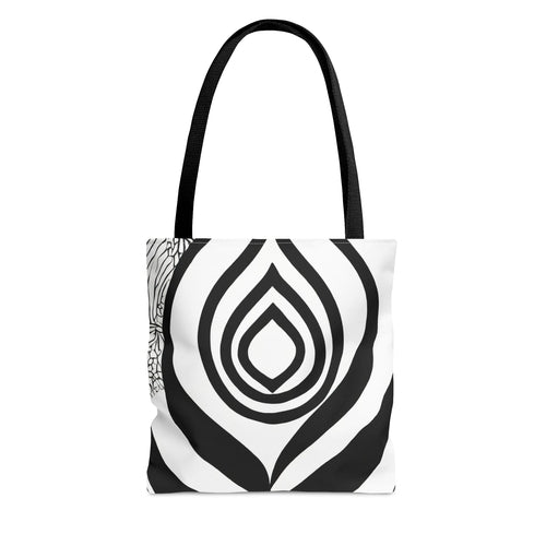 Large Tote Bag Floral Black Line Art Print 60110
