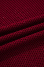 Solid Metallic Ribbed Knit Long Sleeve Top