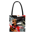 Large Tote Bag - Black Red Gray Abstract Style Shoulder Bag