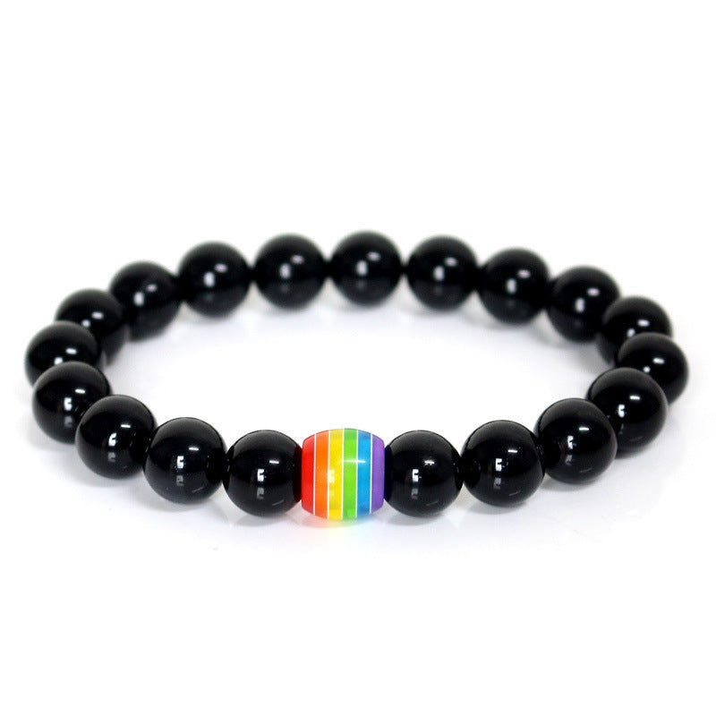 Obsidian Pulse | Pride stone bead bracelet