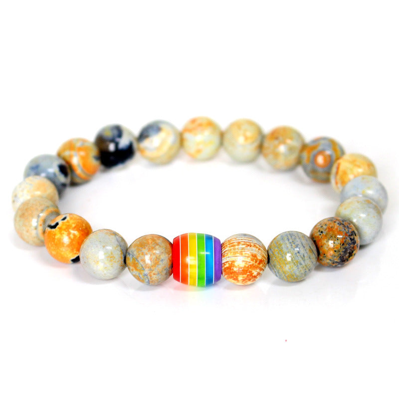 Obsidian Pulse | Pride stone bead bracelet