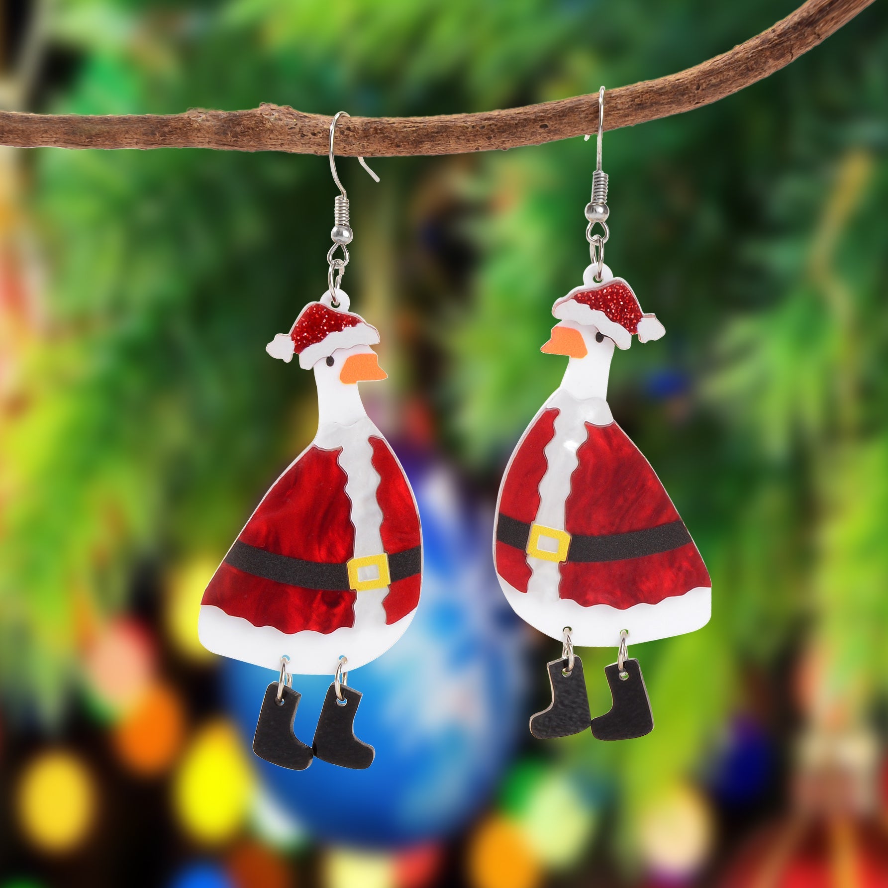 Christmas Jewellery Navidad Goose in Red Clothes Cartoon Design