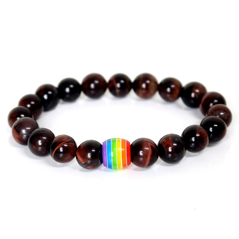 Obsidian Pulse | Pride stone bead bracelet